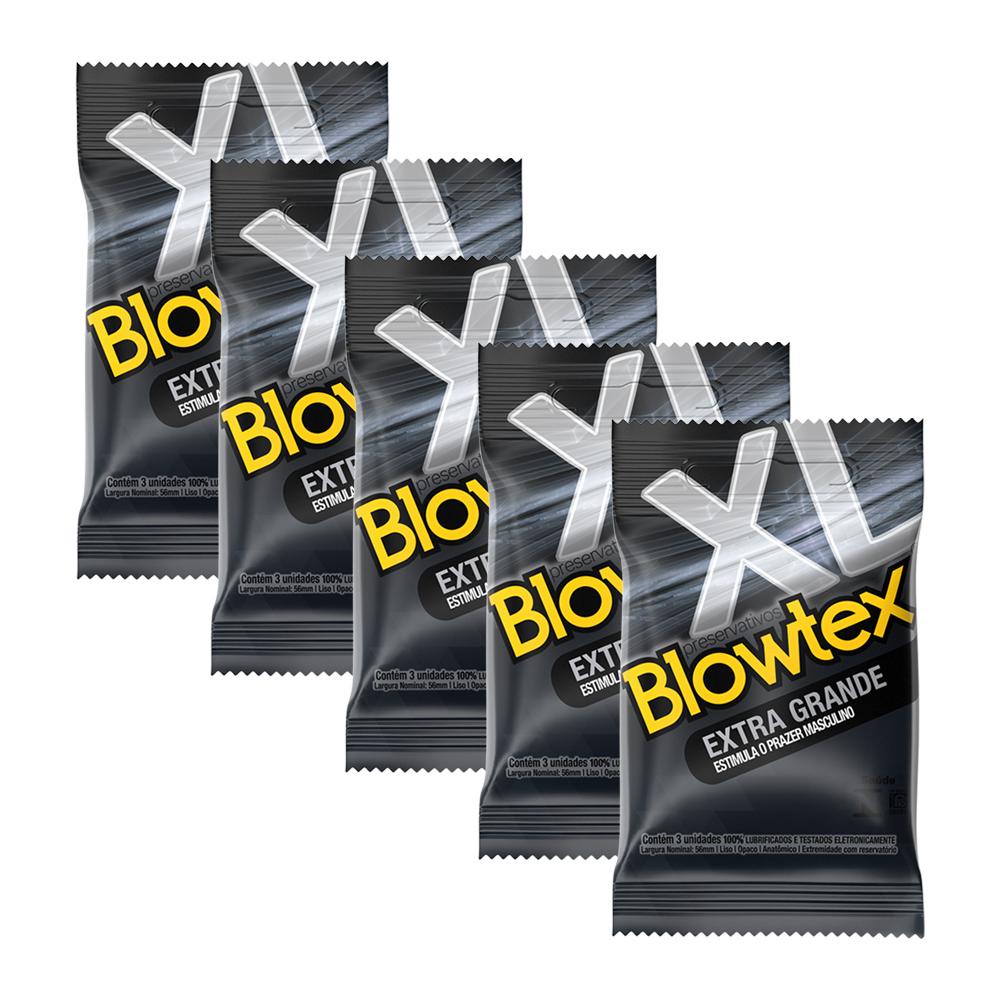 Kit 5 Pacotes Preservativo Blowtex Extra Grande C/ 3 Unidades Cada em Oferta na Shopee