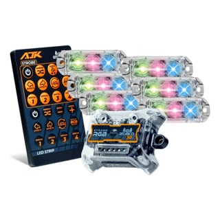 Kit Strobo AJK RGB Rítmico 3.0 + 6 Faróis 6W em Oferta na Shopee