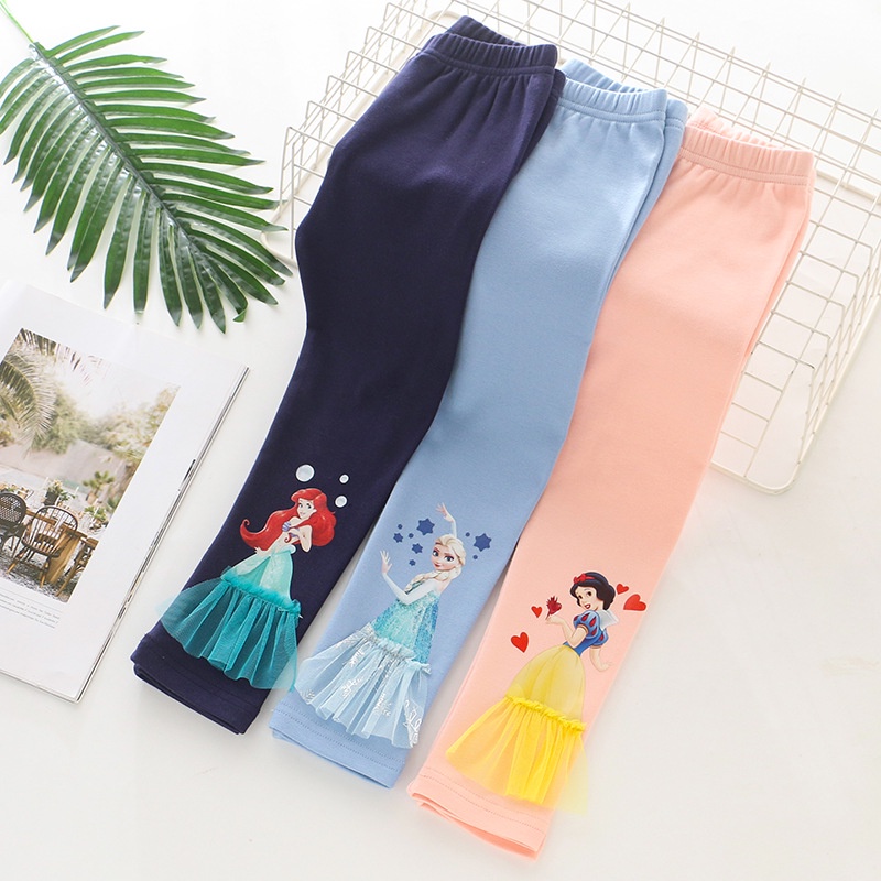 Crianças Meninas Leggings Calças Congeladas Moda Desenho Animado Anna Elsa Princesa Primavera Outono Separa