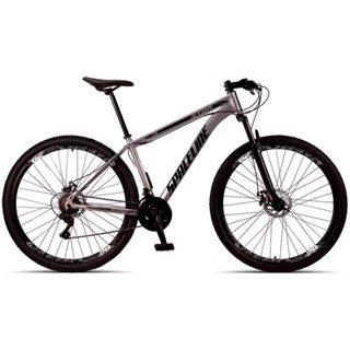 Bicicleta Aro 29 Spaceline Star 21 Marchas, Quadro de Alumínio e Freio a Disco - Prata/Preto