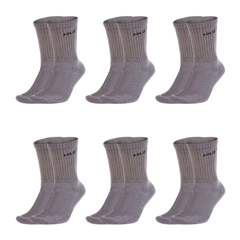Kit 6 Meia Algodão Cano Médio Polo Star Cinza em Oferta na Shopee