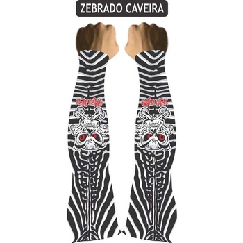 Par de Manguito MUHU ZEBRADO CAVEIRA Manga Para Braços Esportivo Unissex Proteção Solar UV50+ Segunda Pele Mangote Vôlei