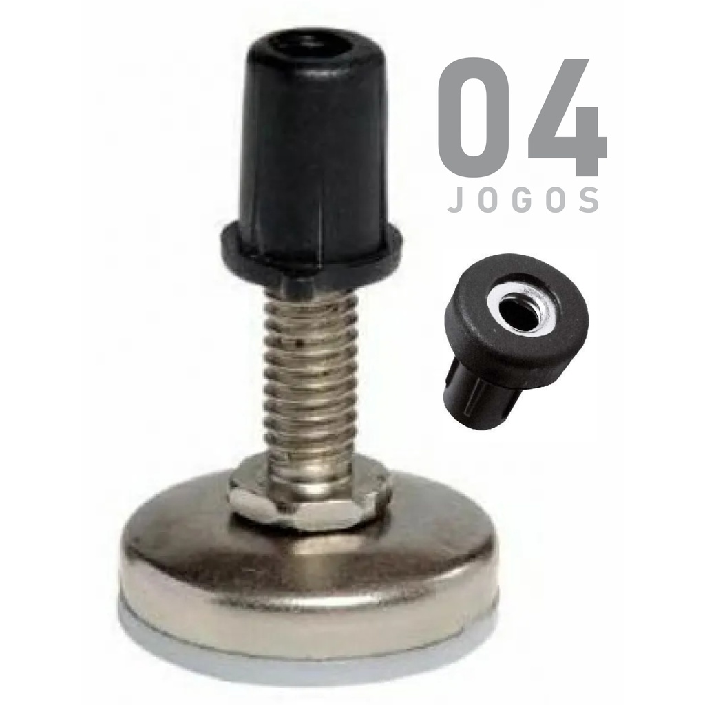 Pé Sapata Nivelador Regulável 5/16 C/ Bucha Kit 4 Un. em Oferta na Shopee