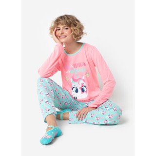 Pijama Manga Longa Feminino Unicórnio Popstar - Puket