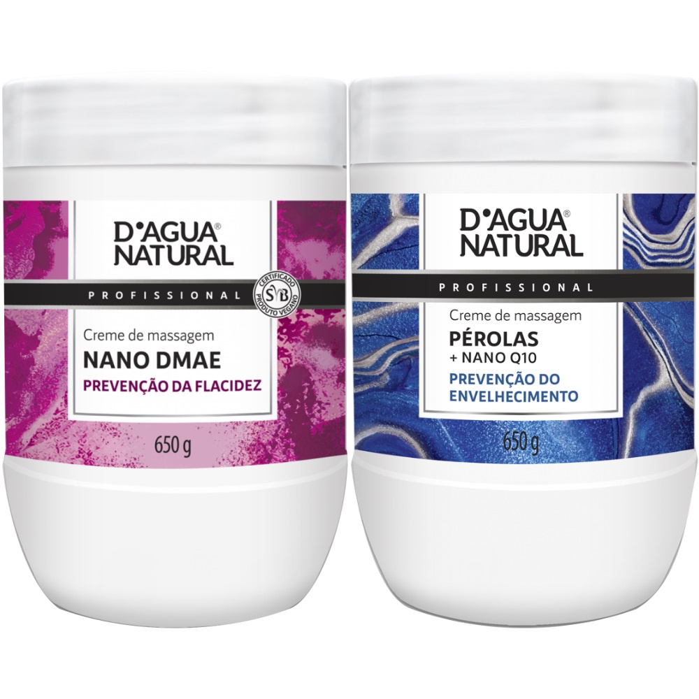 MASSAGEM CORPORAL CREME PÉROLAS NANO Q10+ CREME NANO DMAE 650G DÁGUA NATURAL