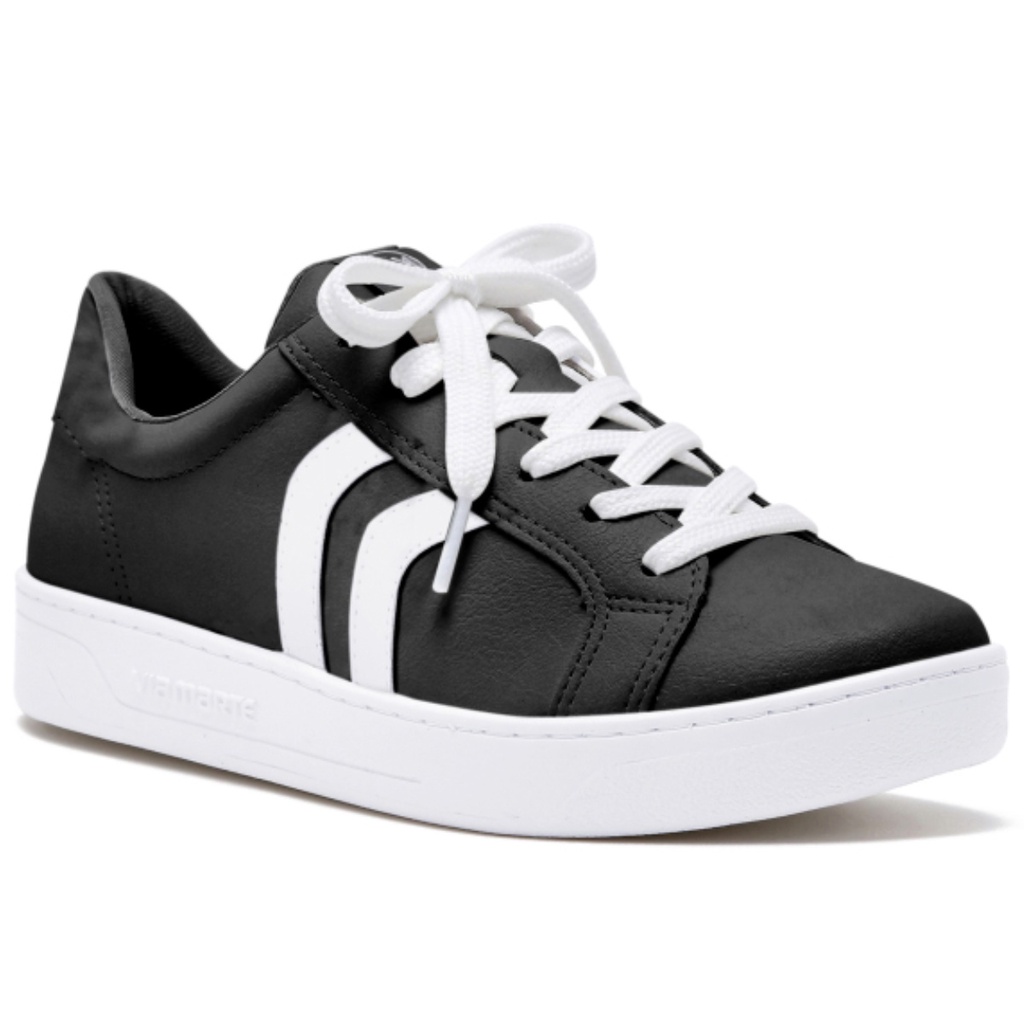 Tenis Via Marte Feminino Casual Nobuck Preto Recortes Original