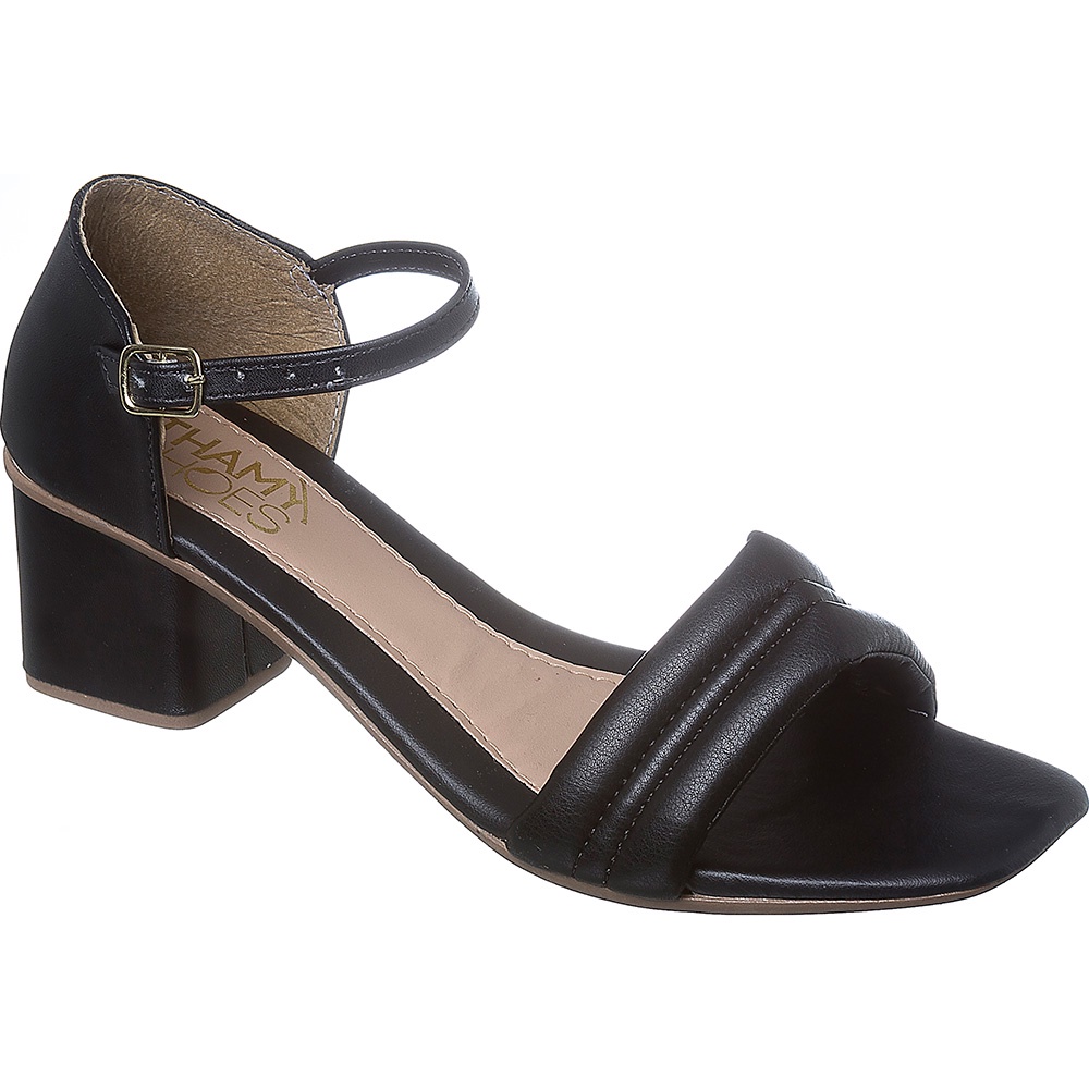 Sandália Feminina Salto Bloco Grosso Macia Tira Ref 61002 em Oferta na Shopee