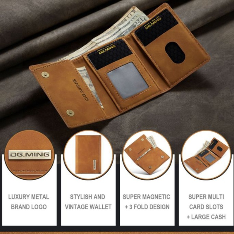 Magnético Pequena Vintage PU Couro Bolsa Fina Curta Para iPhone/Samsung/Xiaomi/Oppo Slim Porta-Cartões De Crédito — imagem 2 de 2