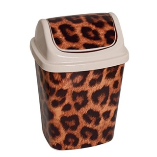 LIXEIRA 24CM ANIMAL PRINT ONÇA PARA BANHEIRO COZINHA COM TAMPA BASCULANTE LUXO
