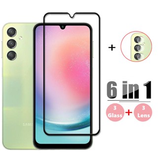 6 Em 1 Para Samsung Galaxy A24 A13 A14 A34 A54 M14 M54 M13 M23 4G 5G Protetor De Tela De Vidro Temperado De Cobertura Total Filme De Lente 9H