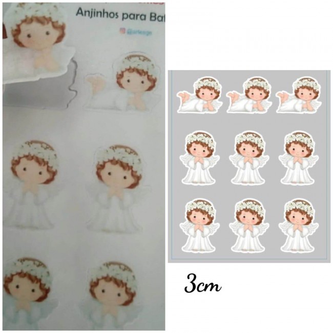 Apliques Papel de Arroz Anjo Anjinhos Batizado 9 Un Mod 1
