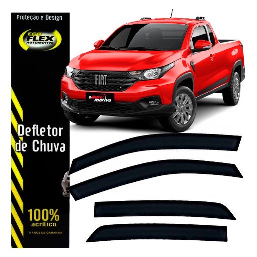 Calha De Chuva Defletor Fiat Strada 2020 2021 2022 4 Portas Fumê Ecoflex 50.019A