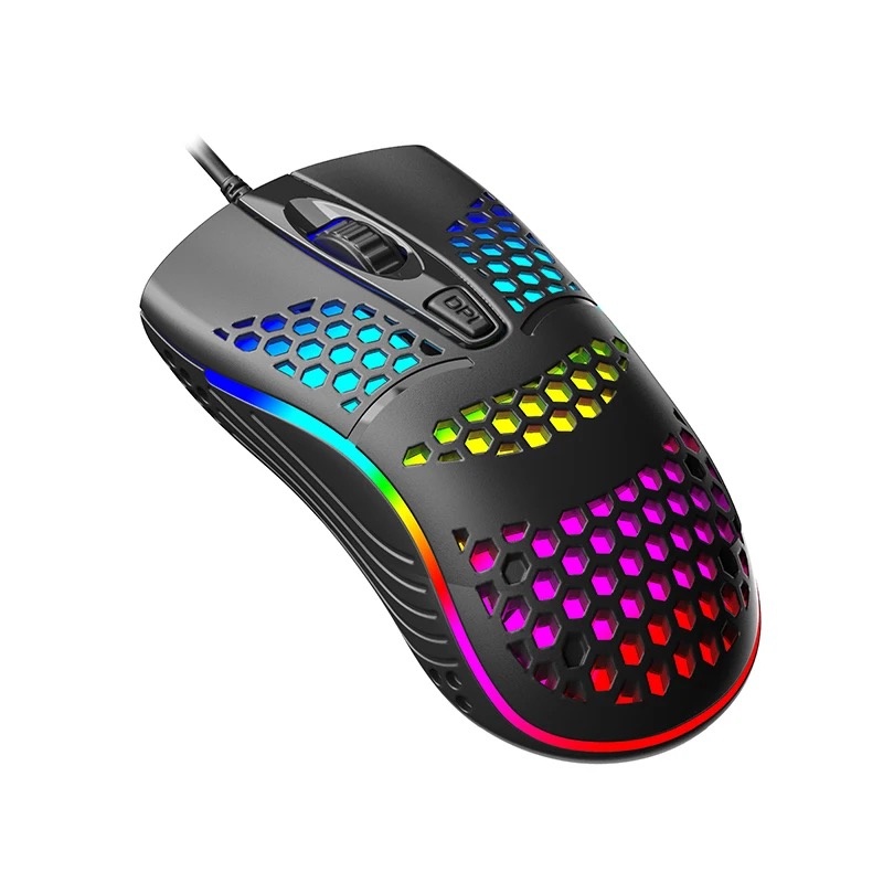 Mouse Óptico Com Fio USB RGB Para Notebook Computador