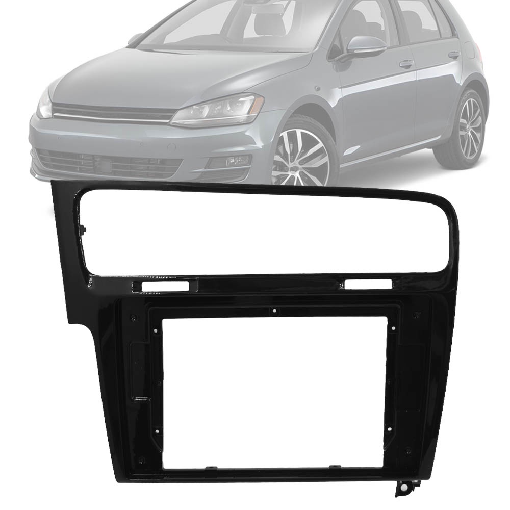 Moldura Painel 2 Din 10" Polegadas Golf MK7 2013 até 2019 Black Piano