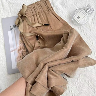 Calças casuais com corda de cintura alta e fina, roupas femininas de alta qualidade