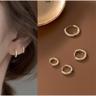 Yookoko s925 Prata Moda Simples Brincos De Zircônio Com Piercing Em Círculo Pequeno Argolas