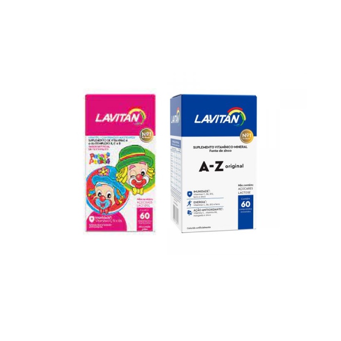 Lavitan Kids Tutti-Frutti C/60 Comp Suplemento Alimentar + Lavitan Original A-Z C/60 Comp- Kit C/2