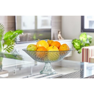 Centro de Mesa Fruteira de Vidro com Pé Escamado Vitazza para Decoração, Organização e Mesa Posta, com Toque Elegante, Praticidade Sustentável e Estilo