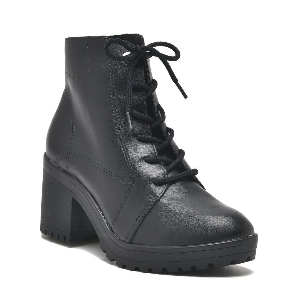 Bota Coturno Via Marte Original Cano Curto Tratorada FlatForm Plataforma Salto Grosso Médio Confortável Napa Sintético