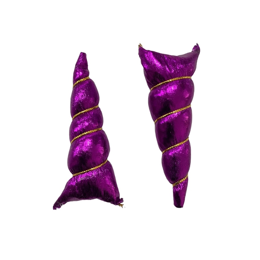 Aplique - Chifre - Unicórnio - Roxo - 10cm - 2un