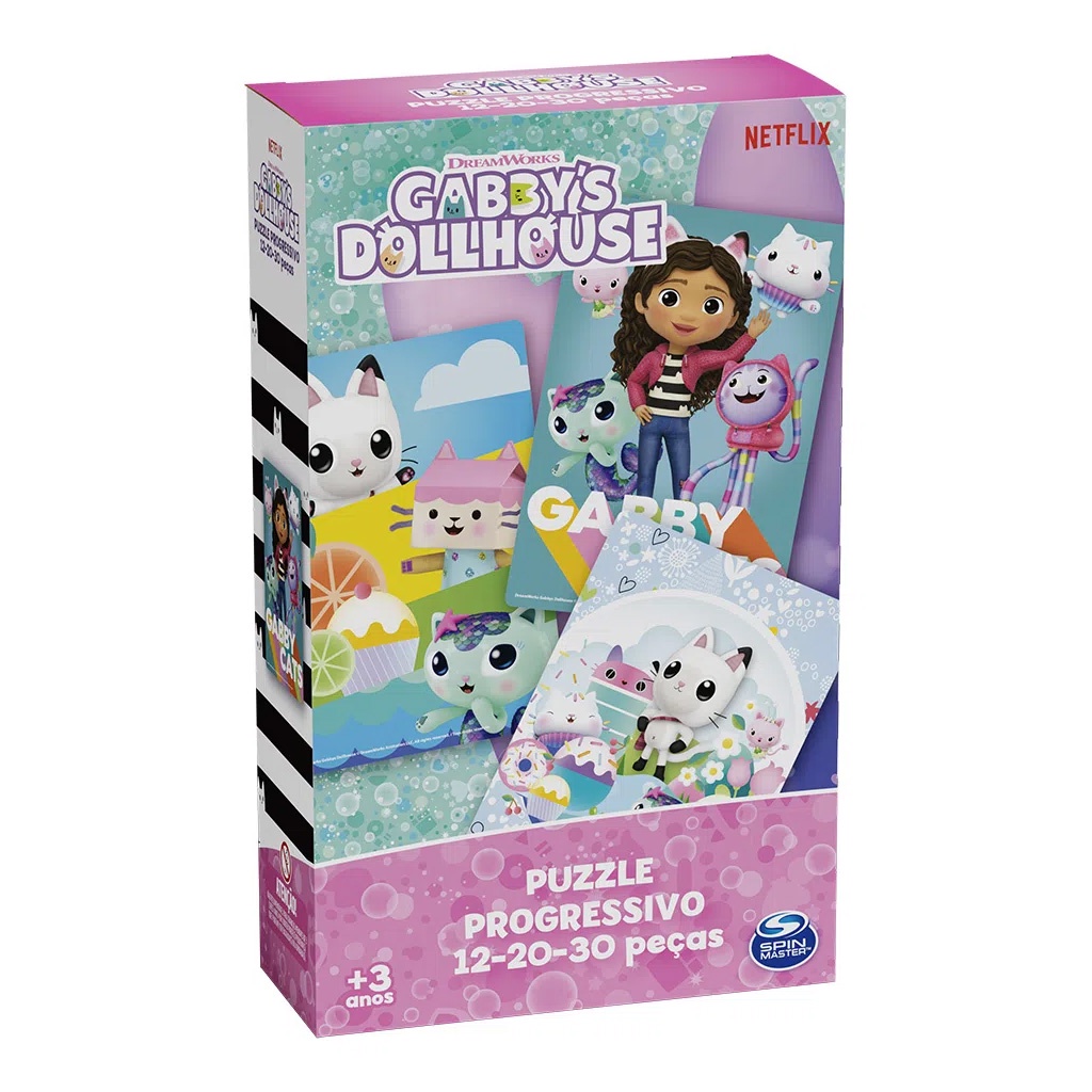 Quebra Cabeça Puzzle Progressivo 12-20-30 Peças Gabbys Dollhouse 04371 - Grow em Oferta na Shopee