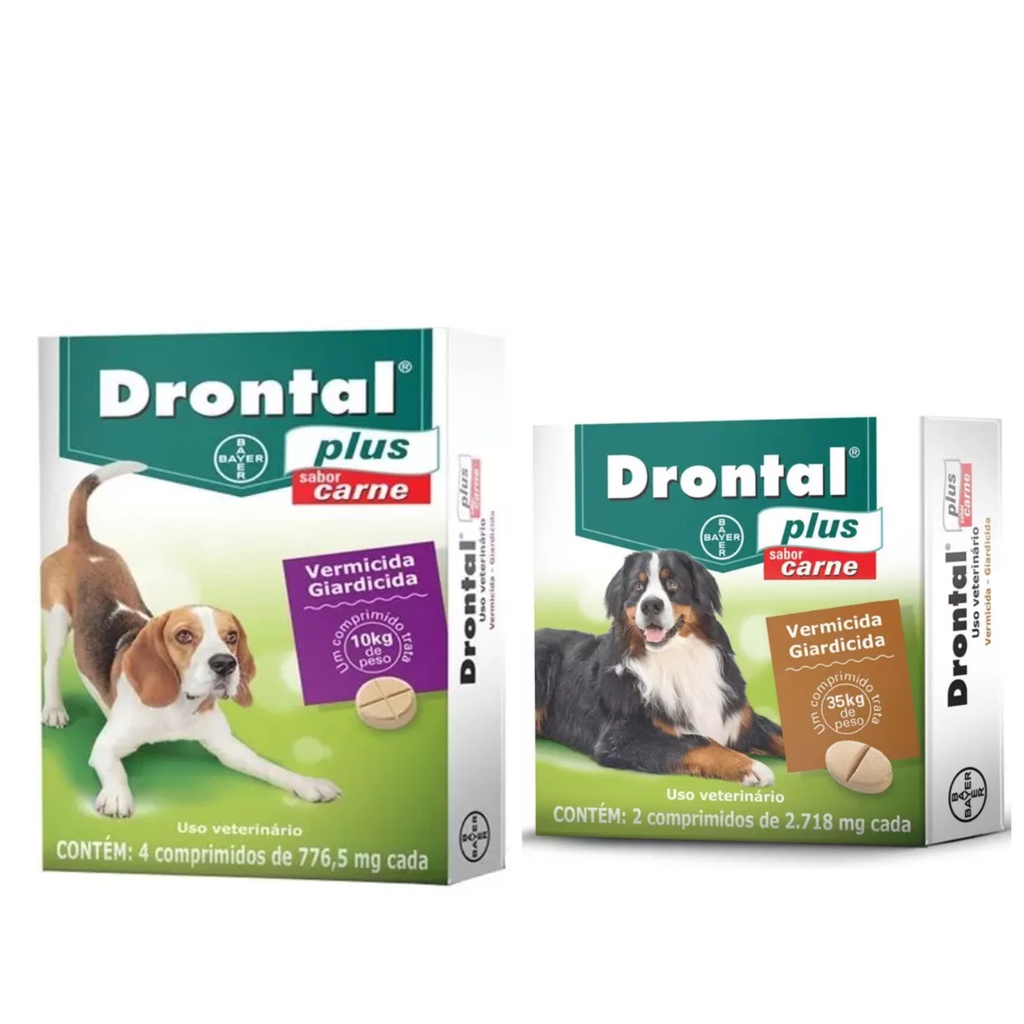 01 Drontal Plus 10kg 4 comp e 01 Drontal Plus 35kg 2 Comp. - Elanco em Oferta na Shopee
