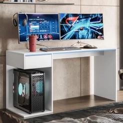 Mesa Gamer 136cm com Gaveta Suporte para CPU Suporta 2 Monitores Black Friday Movelove