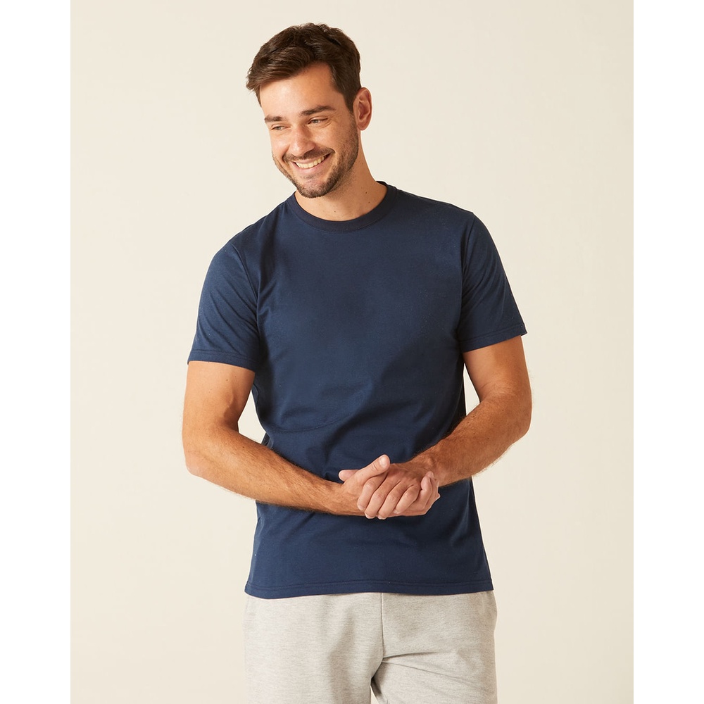 Camiseta Básica Masculina Decote Redondo Com Pesponto Em Algodão em Oferta na Shopee