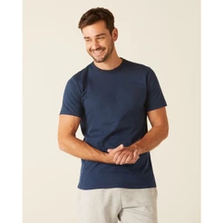 Camiseta Básica Masculina Decote Redondo Com Pesponto Em Algodão