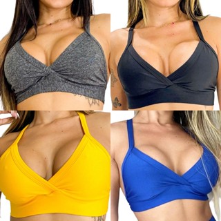 Kit 3 Tops Fitness Academia Com Forro Confortável Estampas e Cores Diversas