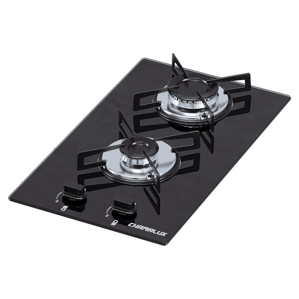 Fogão Cooktop Chamalux 2 Bocas Ultra Chama Preto 127v/220v Trempe de Chapa