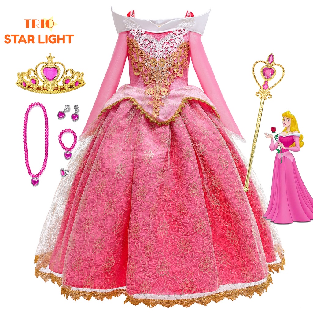 Fantasia De Princesa Aurora/Vestido Para Festa De Menina/Cosplay Animado Beleza Dormindo Halloween Meninas em Oferta na Shopee