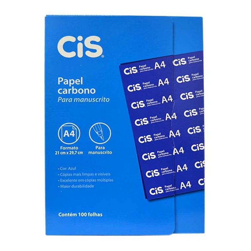 Carbono azul para manuscrito A4 caixa com 100 folhas Cis