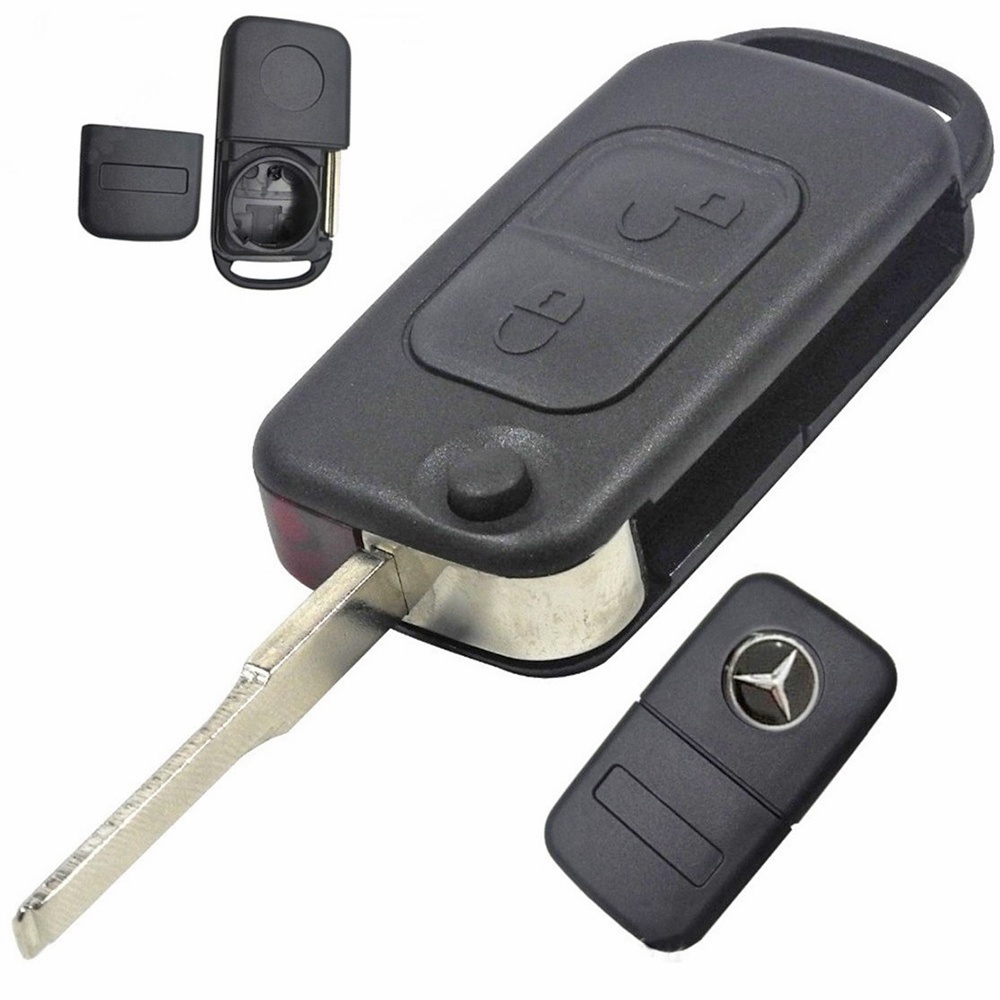 Chave Canivete Capa Controle 2 Botões Para Classe A 160 190 + Lâmina Virgem + Logo Emblema Mercedes
