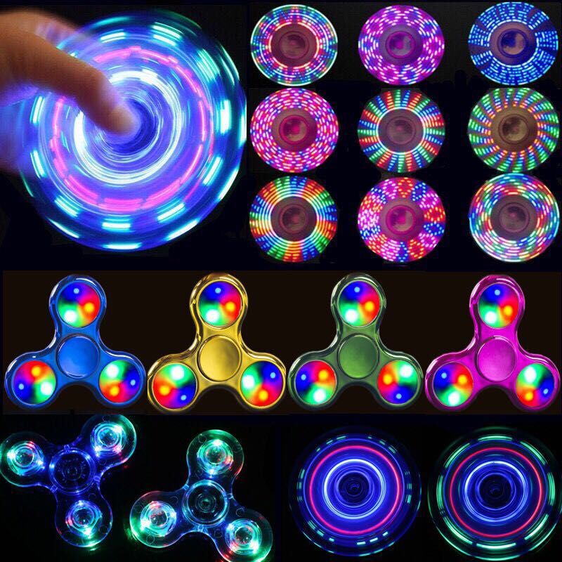 Novo Fidget Spinner Led Light Up Cristal Dedo Arco-Íris , Redução De Estresse E Alívio Manual De Ansiedade Para Crianças