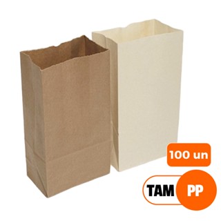 Saco Kraft Delivery Tam PP c/ 100 un (22x12x6,5 cm) Pardo e Off White