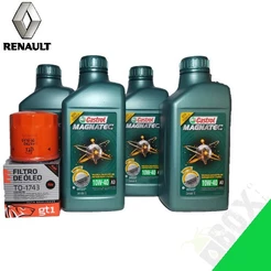 KIT TROCA DE ÓLEO LOGAN 2010>2017 1.0 12v e 16v 10W40 CASTROL + FILTRO