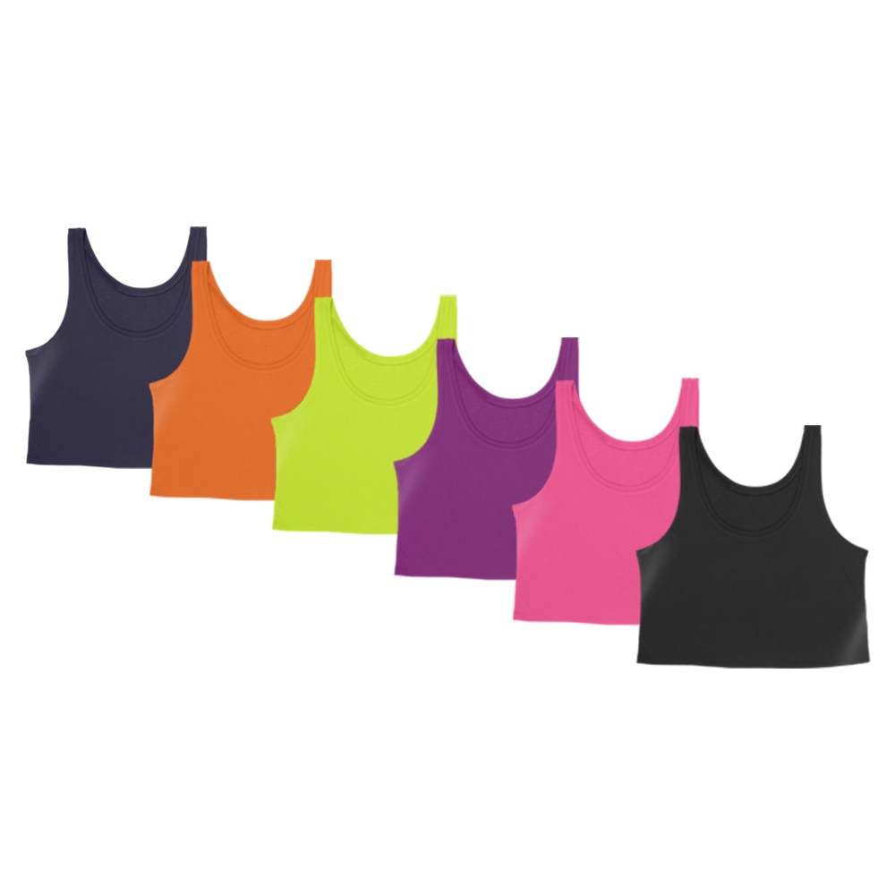 Kit 6 Cropped Regata Cavado Good Look Dry Fit Proteção Solar UV Feminino Fitness Academia Treino Blusinha Confortável