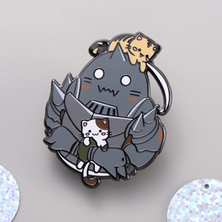 Desenho Animado Alphonse Elric Esmalte Duro Broche De Gato Metal Completo Alfinetes Lapela Crachá Jóias Anime Presentes Para Amigos