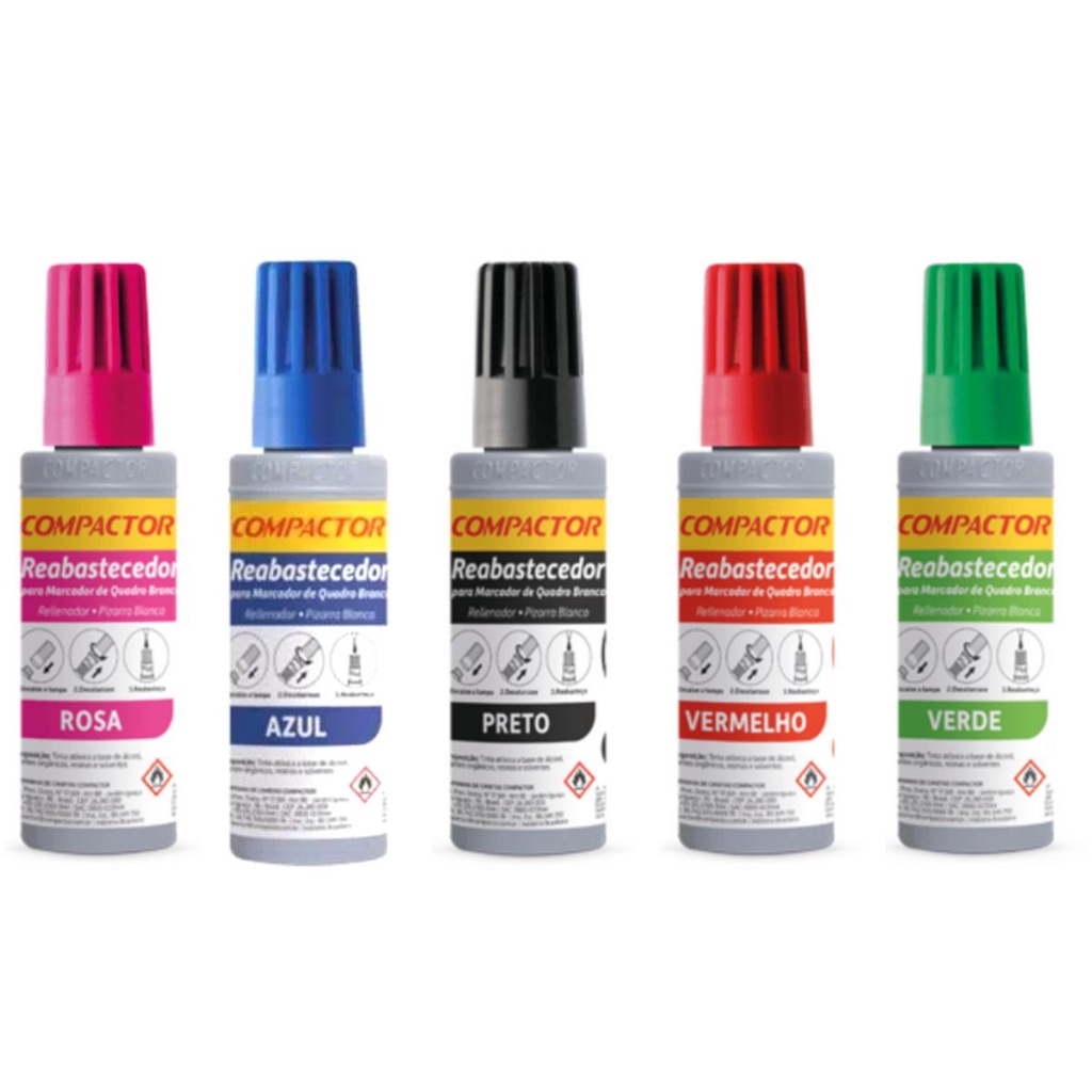 Tinta Para Marcador de Quadro Branco 30ml Compactor- TODAS AS CORES em Oferta na Shopee
