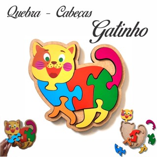 Brinquedo Educativo Quebra cabeça Infantil Gatinho gato mdf montessori