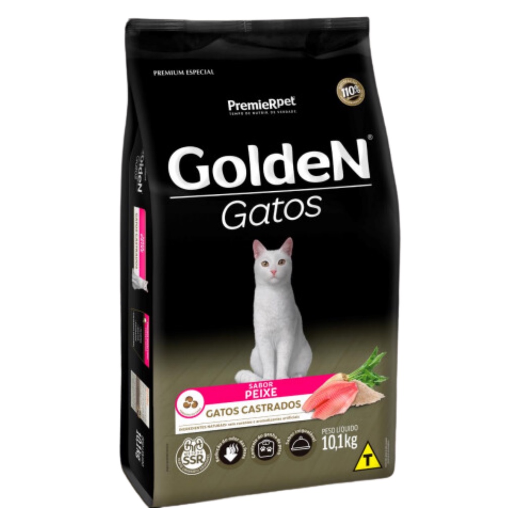 Ração Golden Formula Para Gatos Castrados Sabor Peixe Saco de 10,1kg