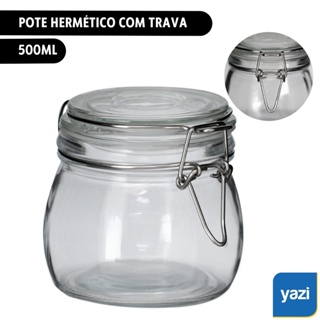 Pote Hermético de Vidro 500ml com Trava Inox Yazi em Oferta na Shopee