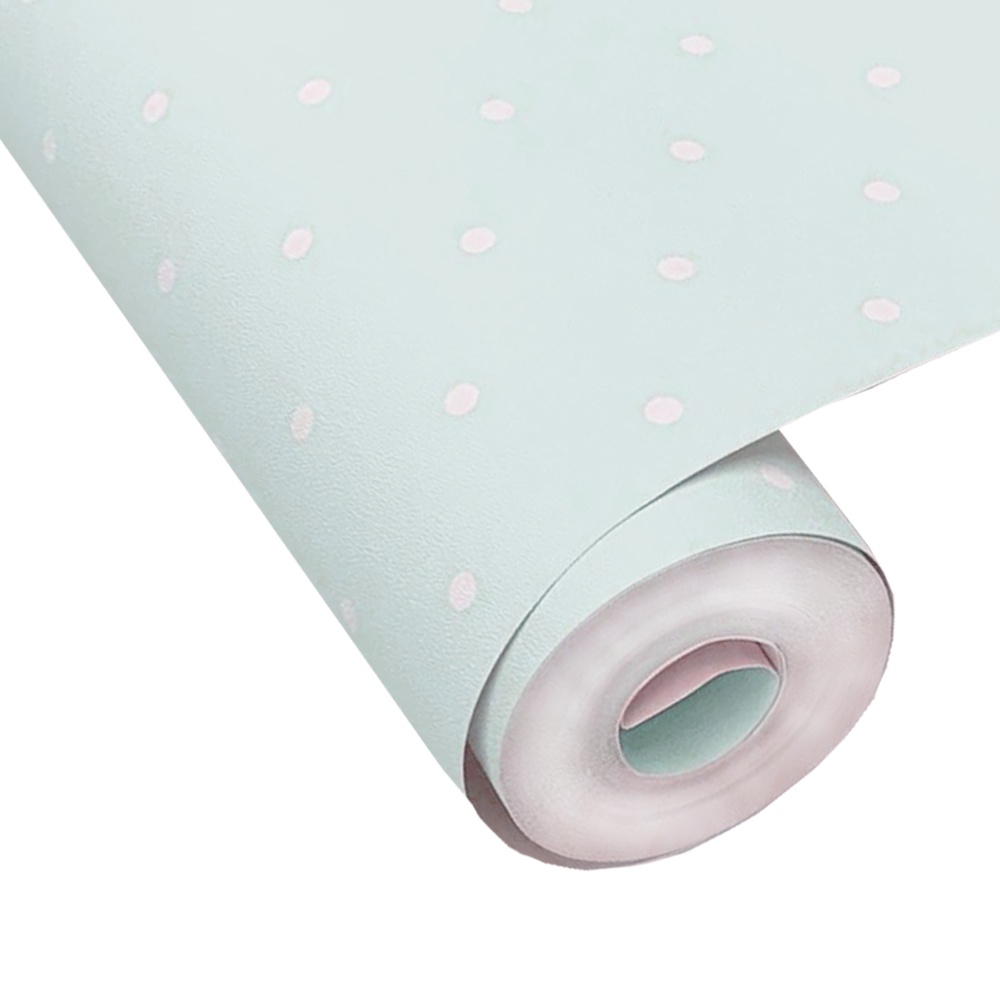 Detalhes do Papel de Parede Infantil Vinílico Bolinhas Verde 10m X 53cm Quarto Recreação