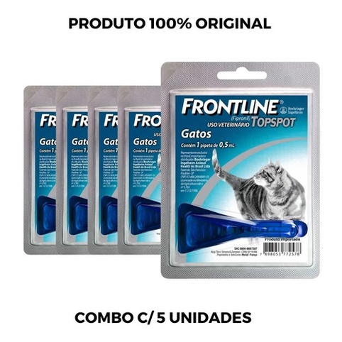 Kit com 5 pipetas de  Frontline Topspot Gatos Antipulgas E Carrapatos peso de 1 a 10 Kg.