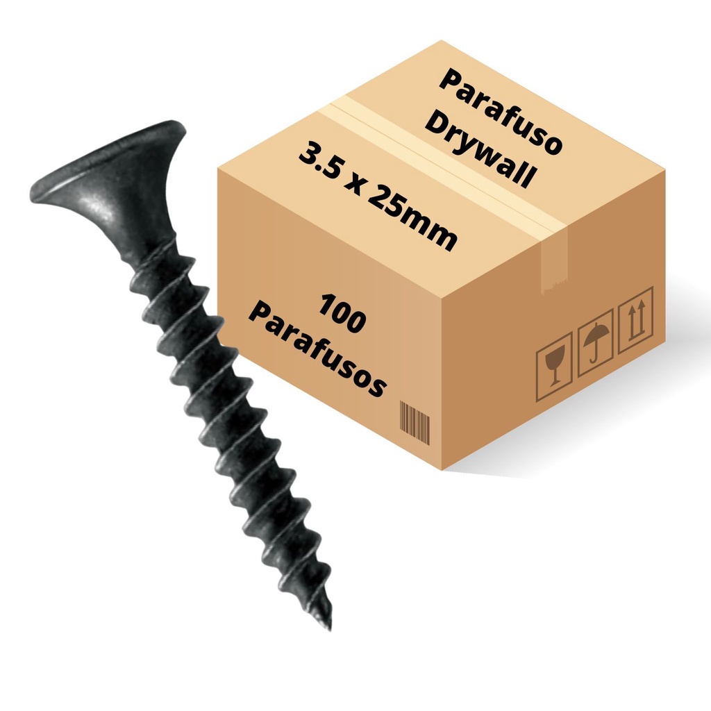 Parafuso drywall ponta agulha gesso forro gn 3,5x25mm 100 pç