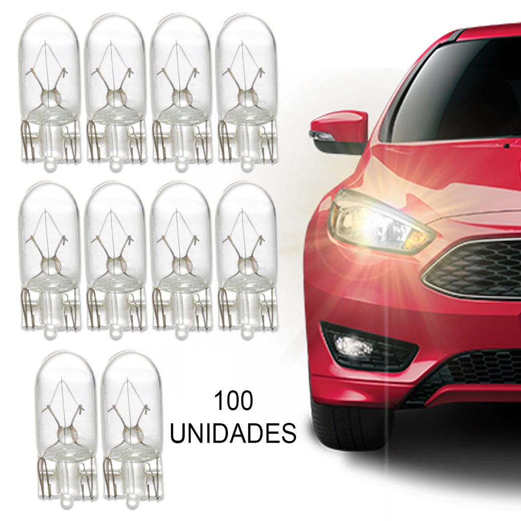 Kit Com 100 Lâmpadas Halógenas Automotiva Tech One T10 W5W I 12v 5W Para Sinalização De Carro - Spare Parts and Accessories for Vehicles