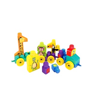 Brinquedo Blocos De Montar Grande Infantil Trem Puxa Zoo 1947 Mk362 - Dismat em Oferta na Shopee