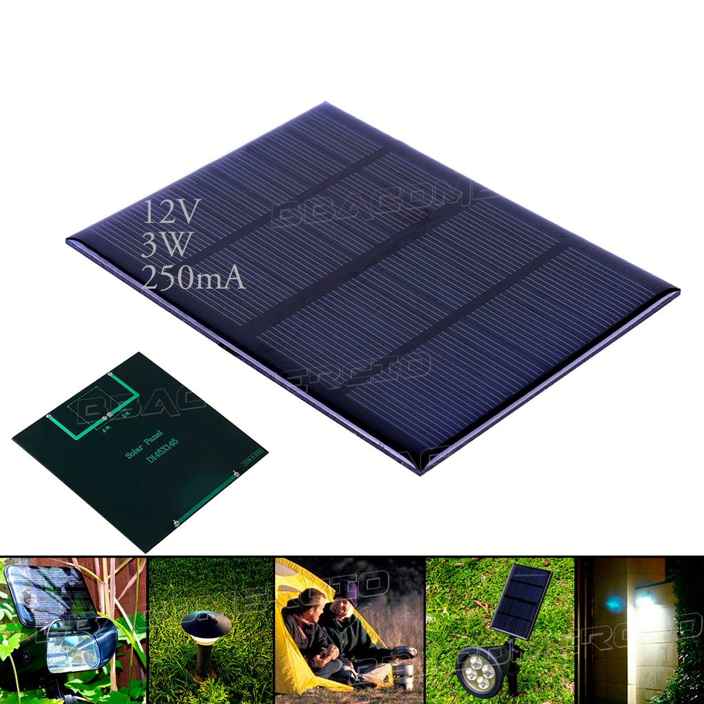 Mini Célula Solar 12v 3w 250ma Placa Painel Carregador