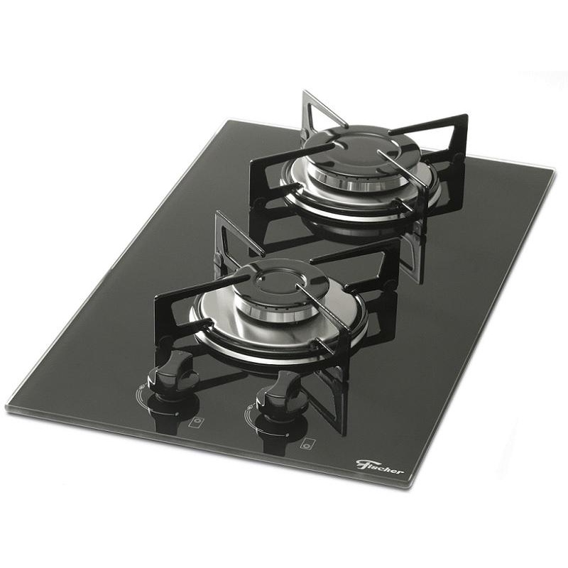 Cooktop Fogão Fischer 2 Queimadores Preto Mesa Vidro Bivolt